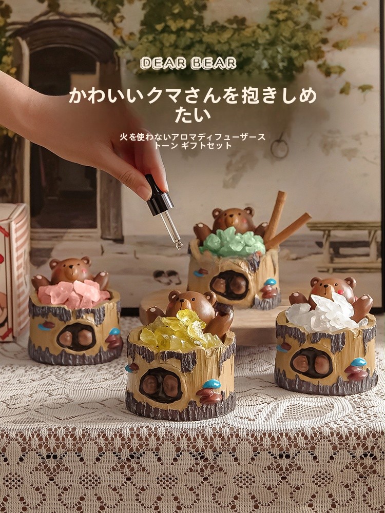 Home Fragrance Gift Box - 耐火性フレグランスストーンギフトボックス、スイートワックスクラフト、クマデザイン、ユニセックス、室内装飾、女性の友達への誕生日プレゼントに最適