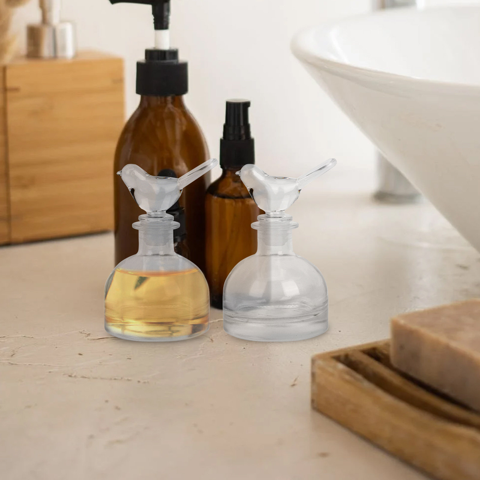 2 個のガラス香水瓶プレミアムクリア頑丈な家庭用車装飾フレグ - Home Fragrance Perfume のレビューと価格