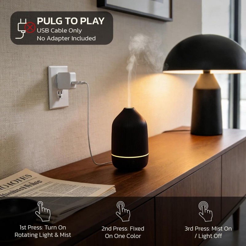 家庭用100mlアロマディフューザー、ミニ超音波式エッセンシ - Home Fragrance Best のレビューと価格