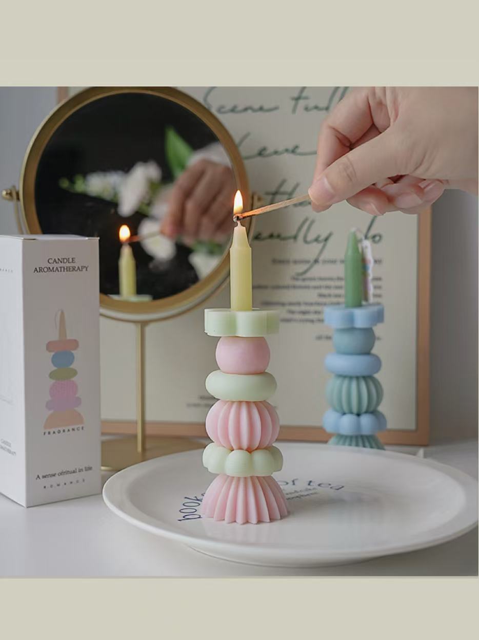 職人技による幾何学模様の重ね香りキャンドル、素敵な香りのルー - Home Fragrance Aroma のレビューと価格