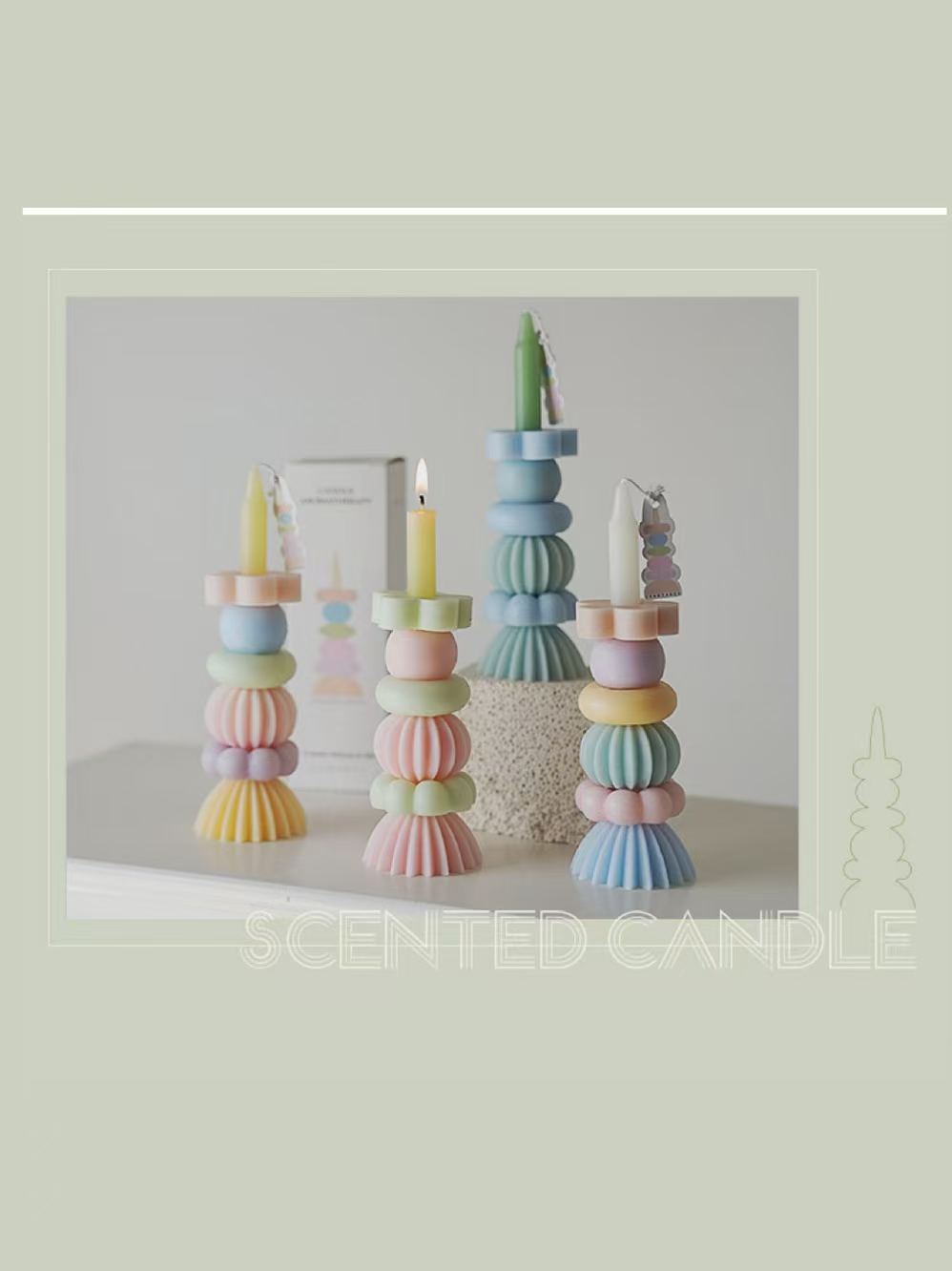 職人技による幾何学模様の重ね香りキャンドル、素敵な香りのルー - Home Fragrance Aroma のレビューと価格